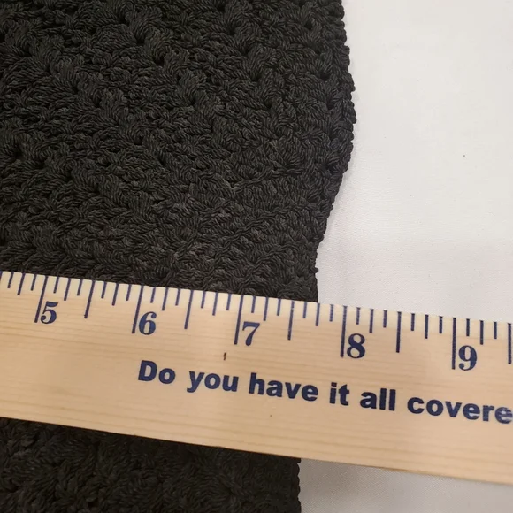 Vtg Black Goth Gothic Fan Shaped Crocheted Handbag w/Lucite Embellishment - Picture 5 of 6